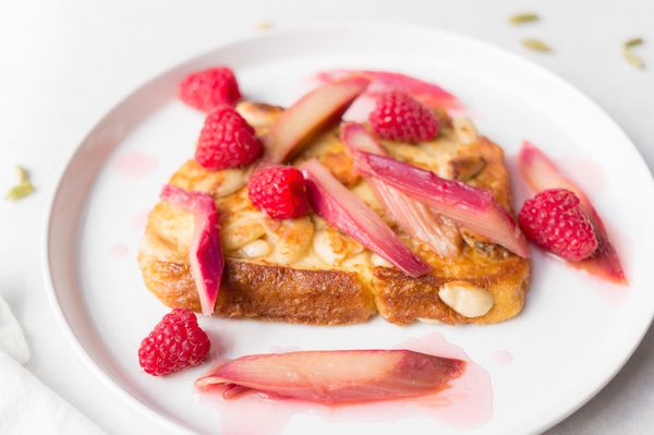 French toast with rhubarb