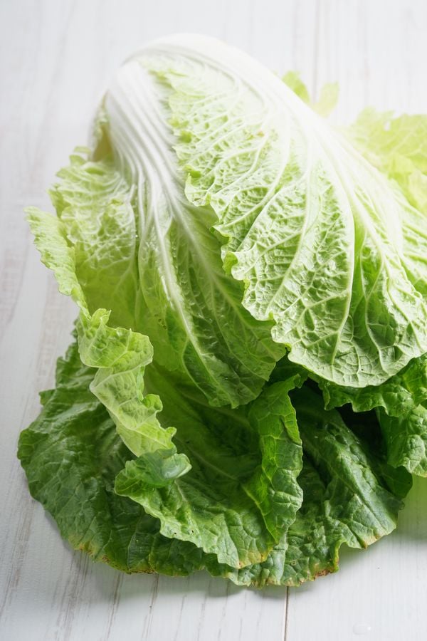 napa cabbage, Chinese cabbage, on wooden background