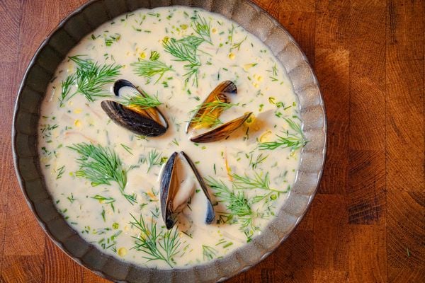 Vissoep met mosselen