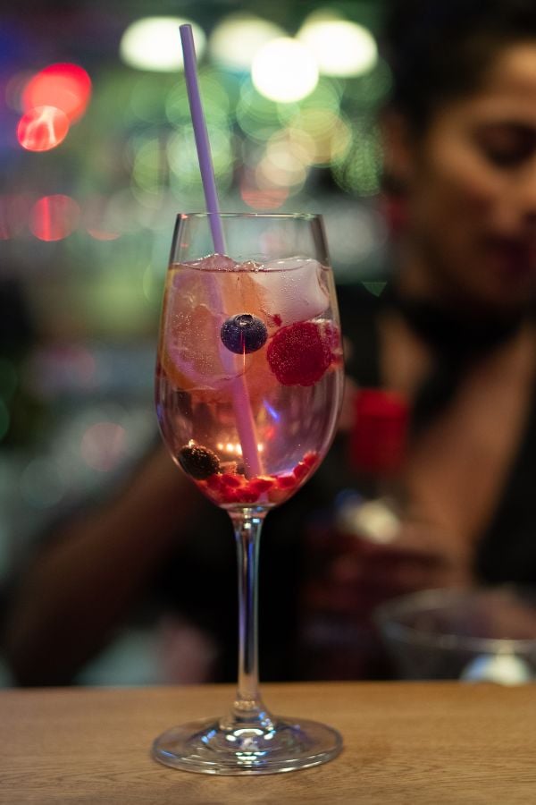 Pink gin cocktail