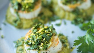 coquilles met doperwtenpuree