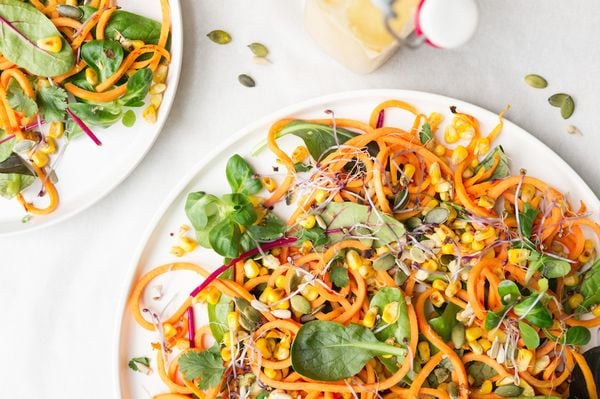 vegan noodle salad with sweet potato
