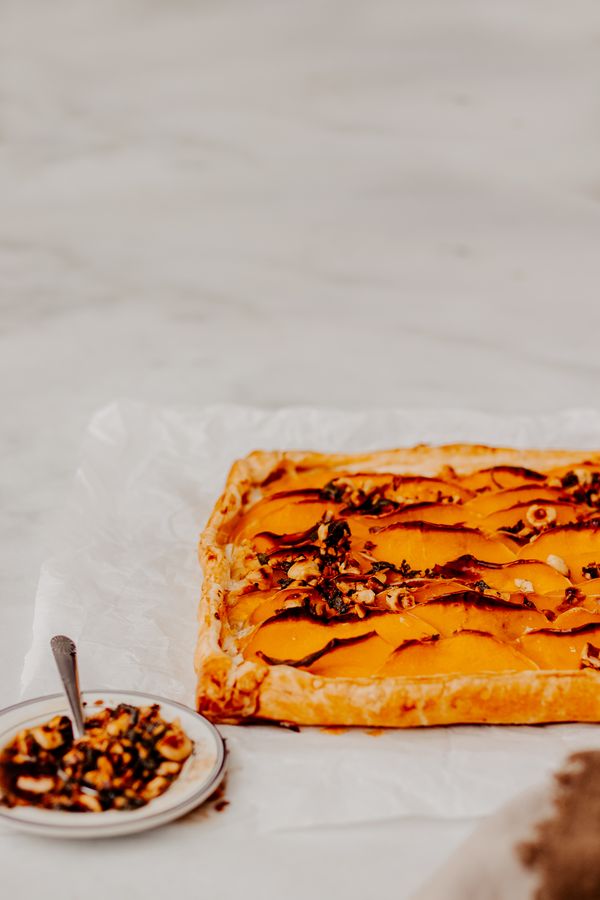 Plaattaart met pompoen