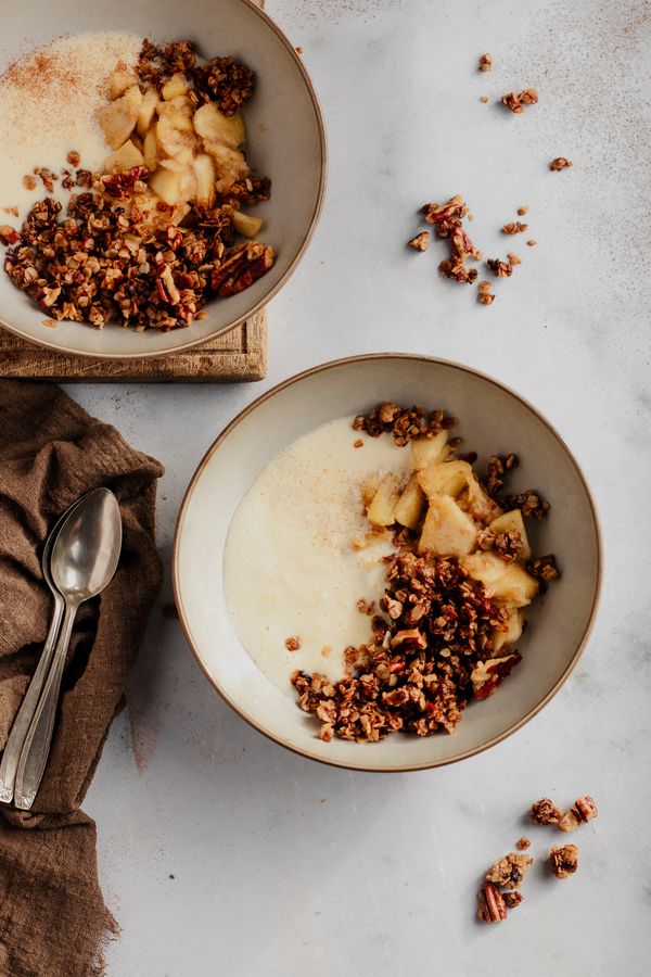 Appel crumble dessert uit de pan | snel appeldessert