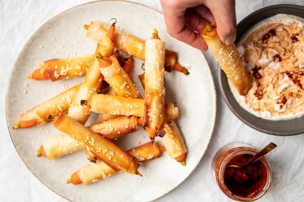 Gezonde snack: wortels in filodeeg