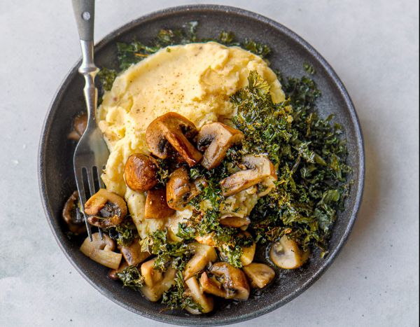 parmesan stew with kale and mushroom gravy