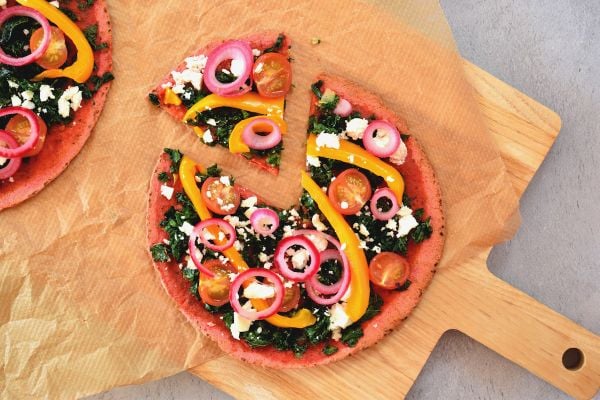 Tortilla Pizza with kale and feta
