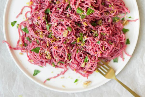 roze spaghetti Valentijnsdagrecept