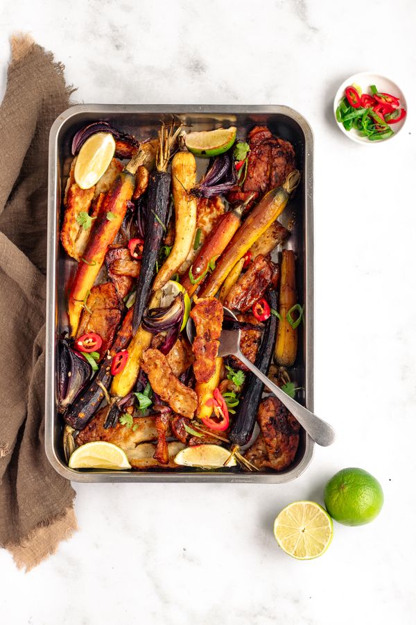 Halloumi traybake groente