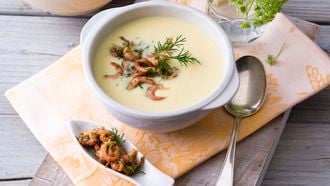 Aardappelsoep met garnalen