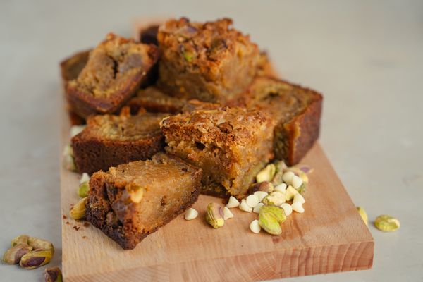 Blondie met pistachecreme