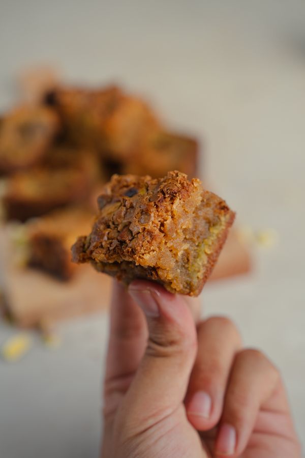Blondie met pistachecreme