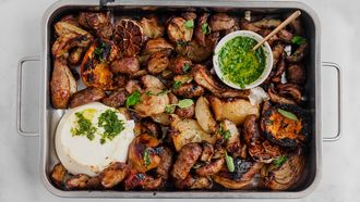 vega traybake recept met aardpeer en ricotta