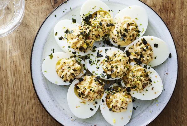 stuffed eggs with miso and mustard