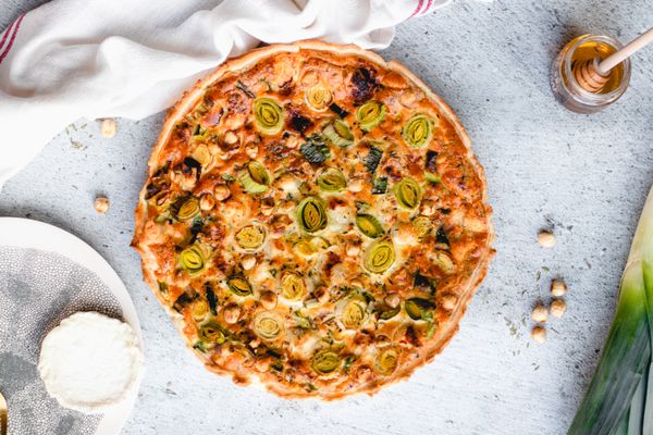 Quiche met geitenkaas en prei