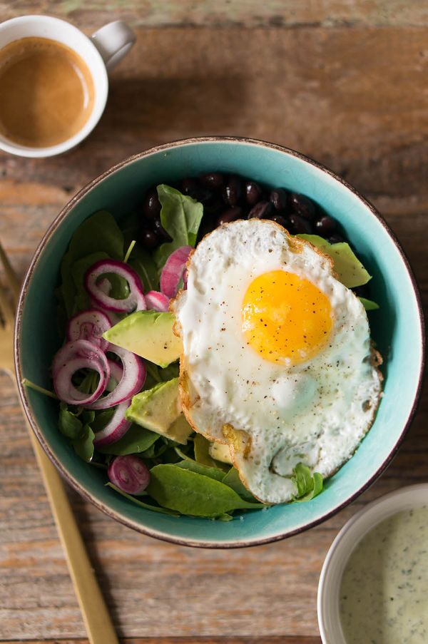 Breakfast bowl with a fried egg