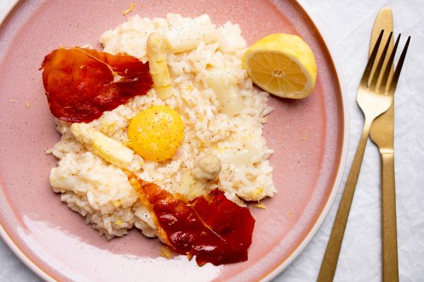 Risotto met witte asperges recept