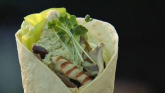 Afbeelding van wraps met gegrilde kip en oesterzwammen