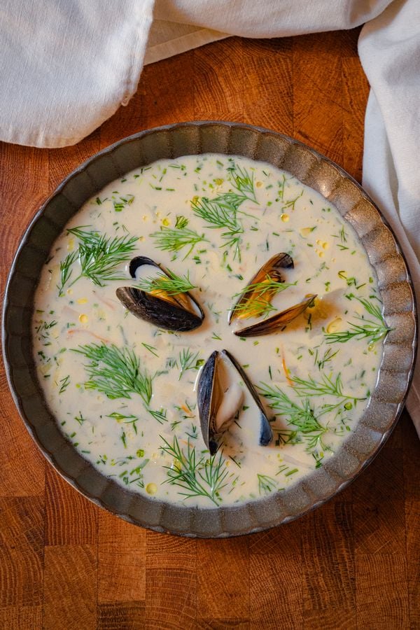 Vissoep met mosselen