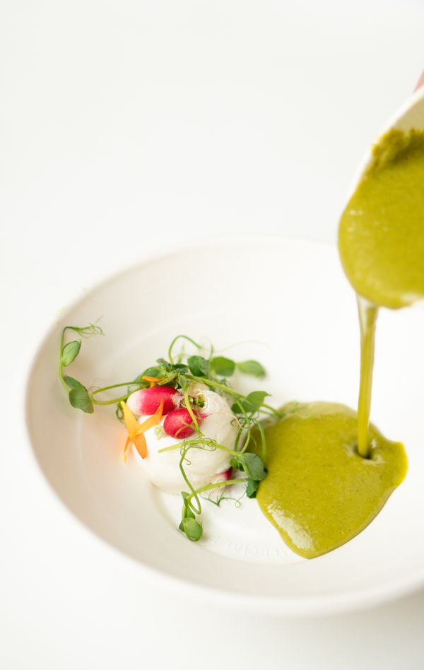 Groene gazpacho met ricotta en radijs