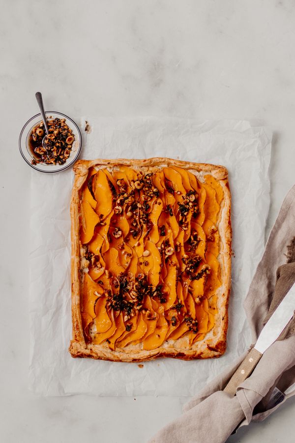 Plaattaart met pompoen