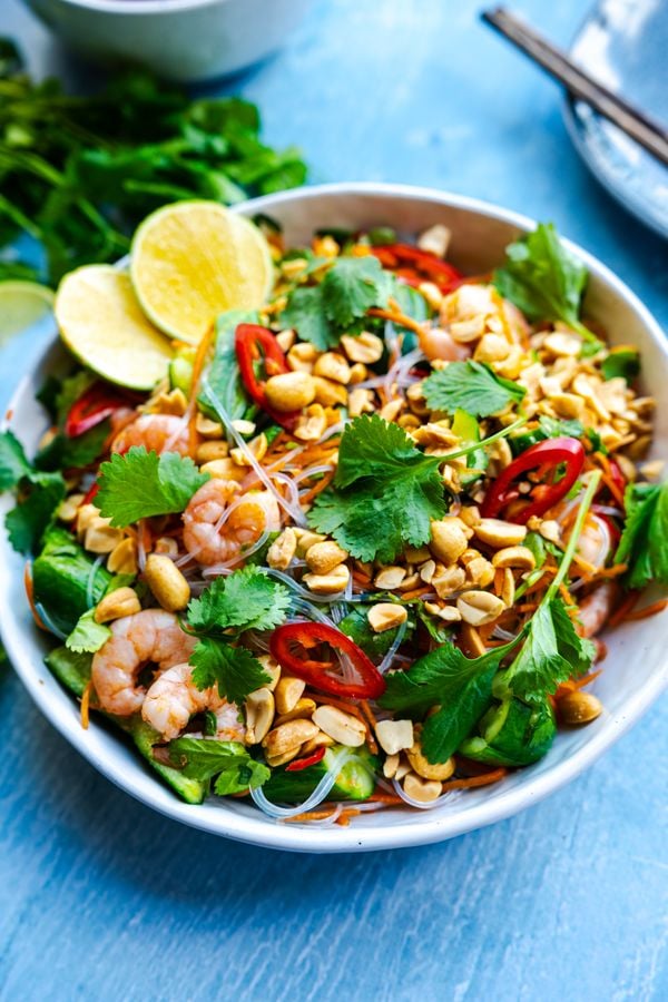 Vietnamese salade met garnalen