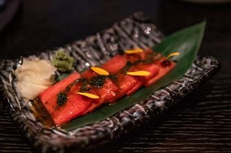 Vegan sashimi van watermeloen