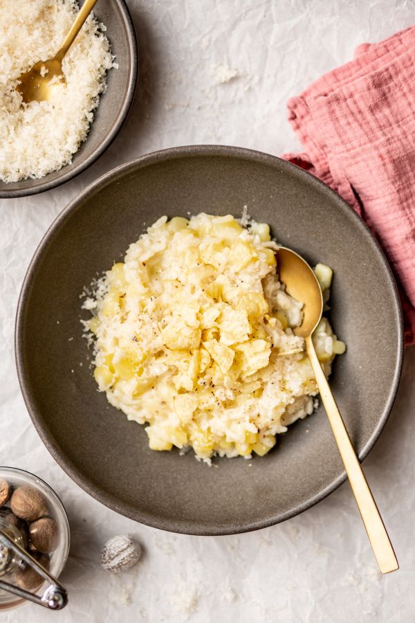 Aardappelrisotto met chips