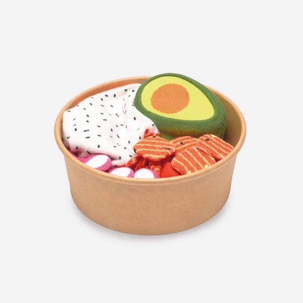 poké bowl sokken als voorbeeld van Foodie cadeaus onder de €25