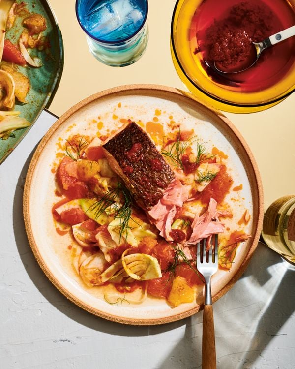 Zalm met venkel en harissa