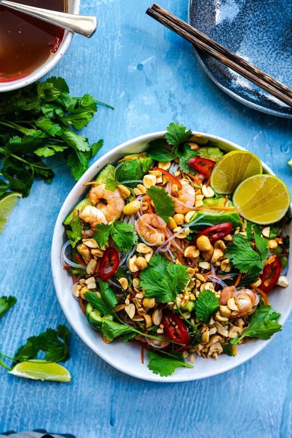 Vietnamese salade met garnalen