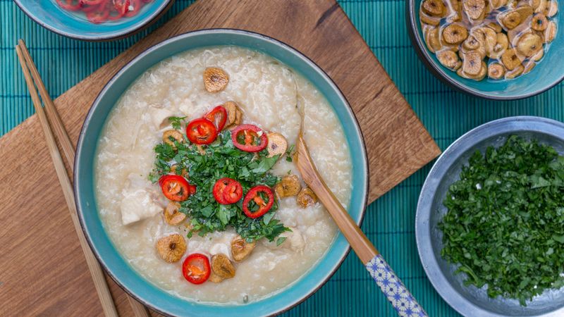 Congee met kip en gember