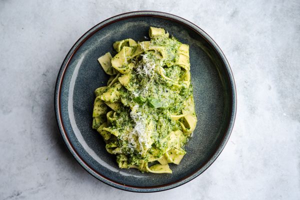 Pasta pesto met daslook