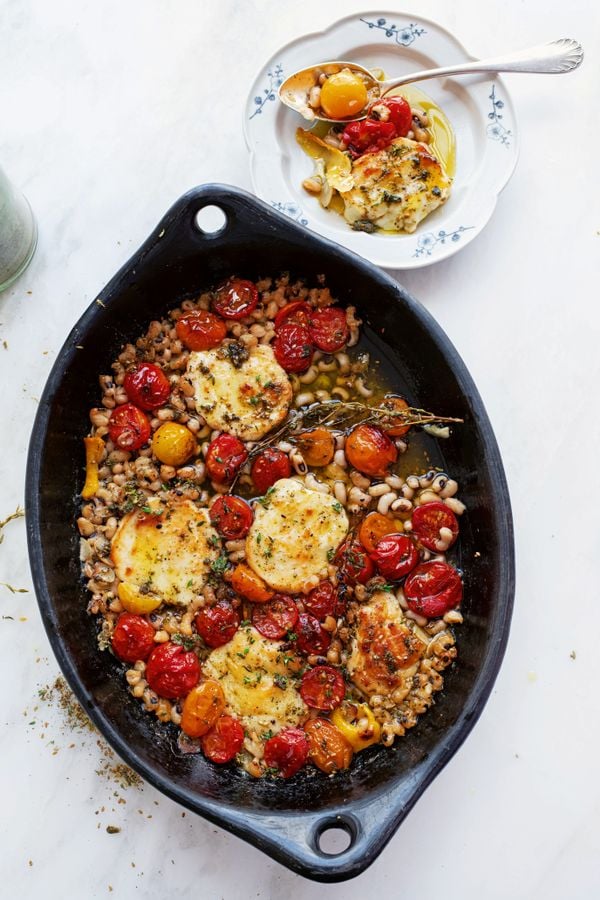 Halloumi recept van Ottolenghi / gesmoorde halloumi uit de oven