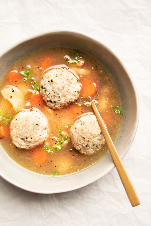 Jewish chicken soup with matzo balls