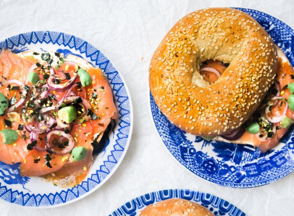 Bagels met zalm en cream cheese op z'n Japans