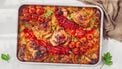 Tavuk Kapama | Turkse traybake met rijst en kip en puntpaprika