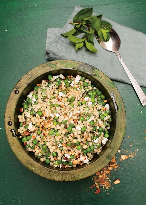 Pearl couscous with peas