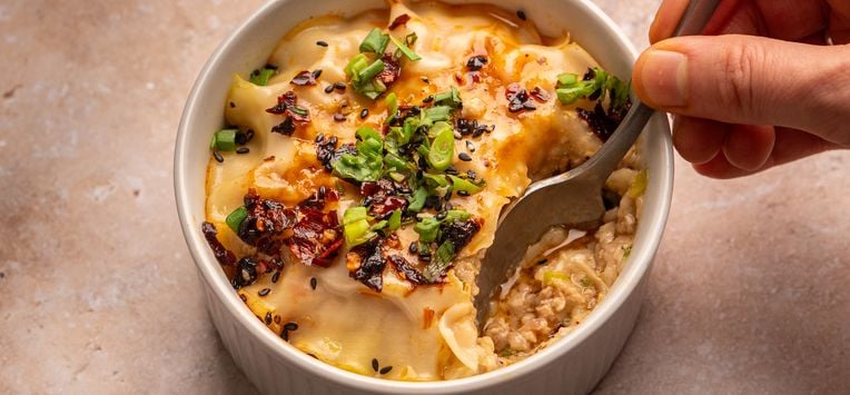 one pot dumpling lasagne