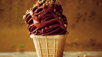 Chocolade-tahin softijs