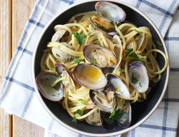 Afbeelding van spaghetti alla vongole (Mediterraans eten) voor Culy's Weekmenu