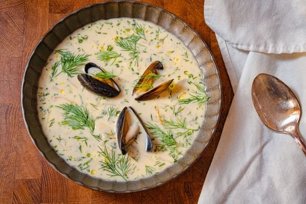 Vissoep met mosselen