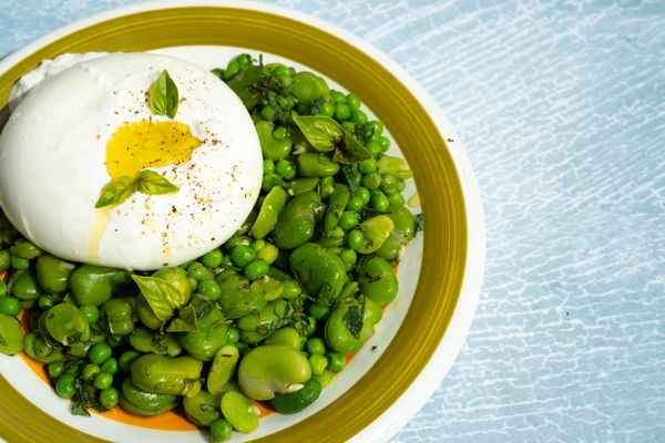 Tuinbonen recept / tuinbonensalade / burrata