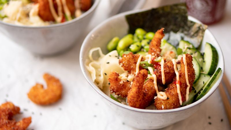 Poke bowl met garnalen