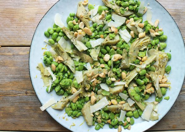 Eating after exercise: broad bean salad