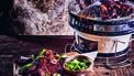 Koreaanse galbi style short ribs op barbecue grill