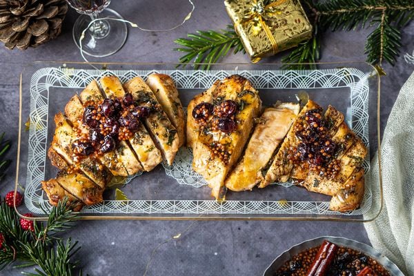 turkey with cranberry and brown butter