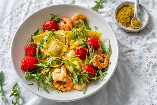 Ravioli met garnalen en vadouvanroomsaus