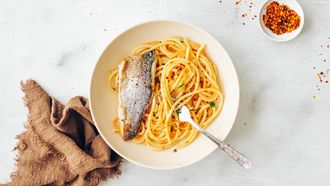 Aglio e olio met witte vis | Aglio e olio e pesce | Aglio e olio met vis | vis in aglio e olio