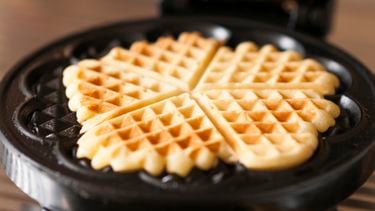 Waffles with a waffle iron.a
